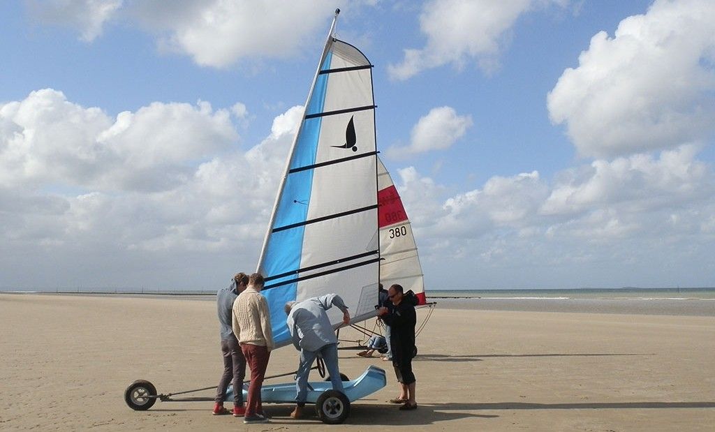 Land-yachting on the beach-front.